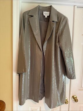 Anthropologie Mare Mare tan trench coat with clean sequin embellishment size S